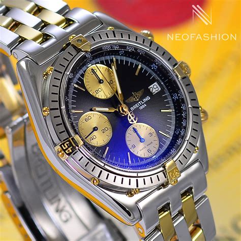 breitling chronomat stainless steel and gold black dial|Breitling Chronomat 18k gold.